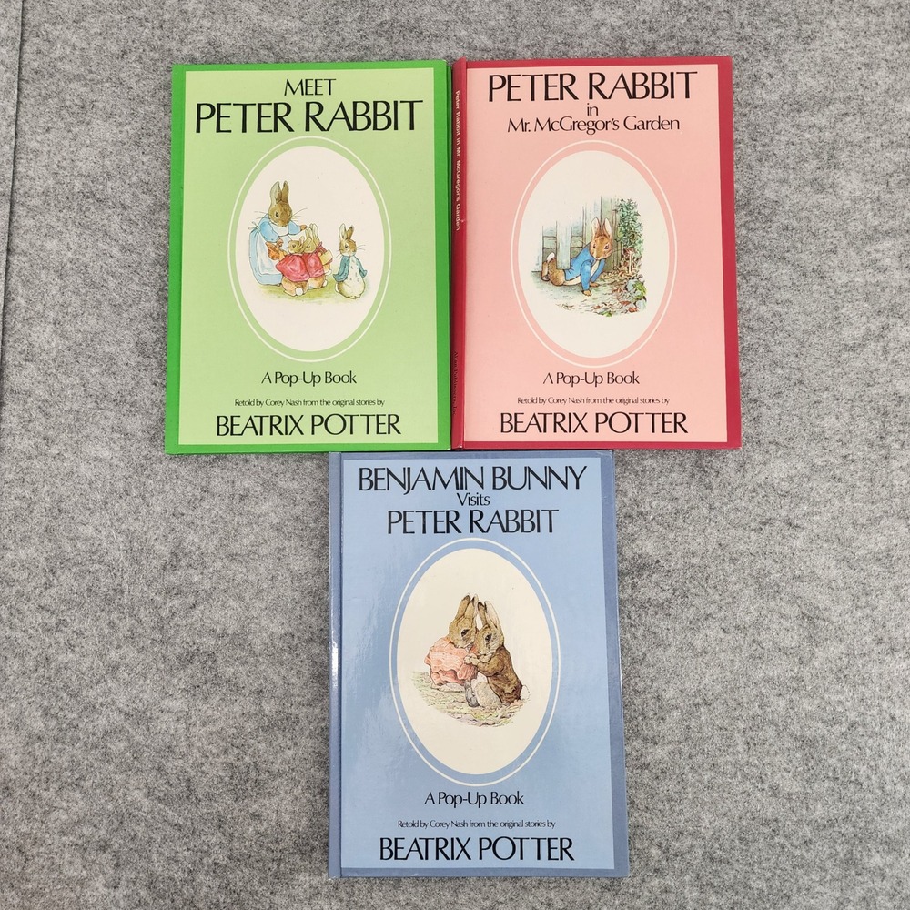 Beatrix Potter Peter Rabbit Pop-Up Books Set of 3 Vintage 1986 Nursery Decor